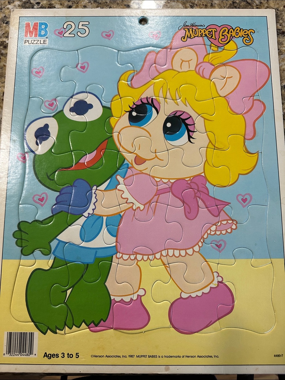 Vintage 1987 Muppet Babies Kids Puzzle — Pink & Yellow Miss Piggy Design